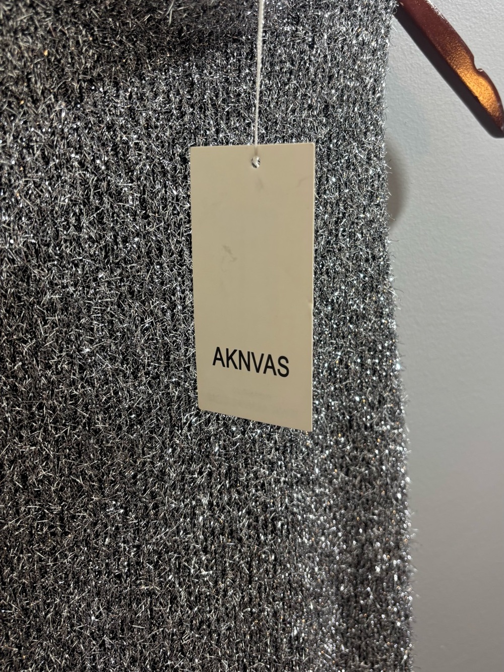 NWT Aknvas Tinsel Knit Silver Sculptural Bubble Dress High Neckline M - Picture 3 of 8